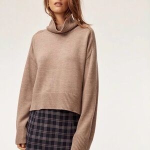 Aritzia Babaton Weekday Turtleneck Beige Sweater